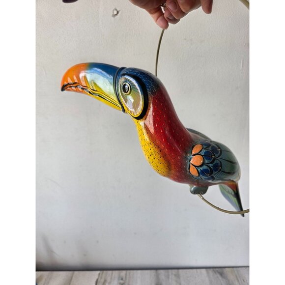 Vintage toucan ceramic Mexico hanging bird parrot decor tropical life-size lifel - Picture 5 of 13